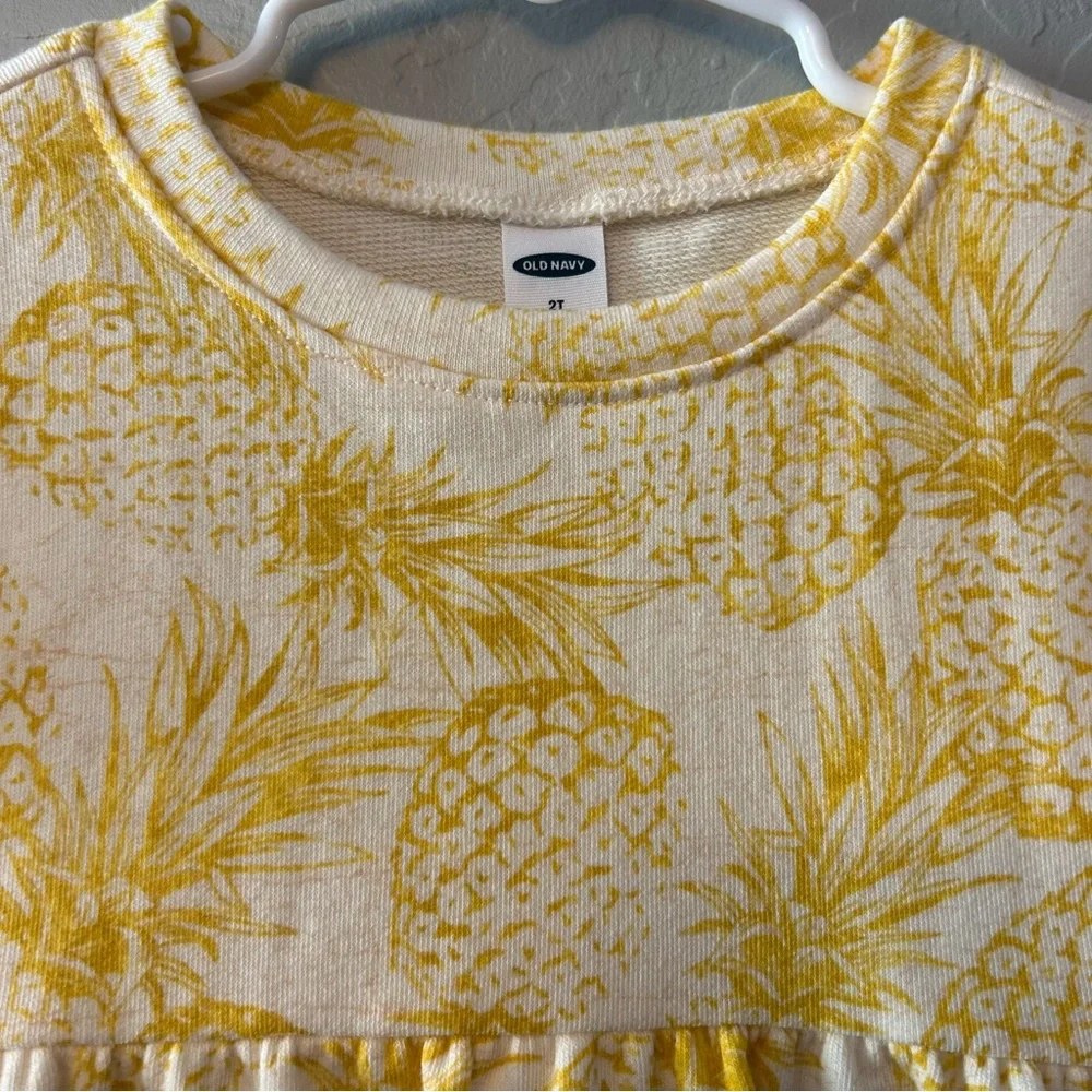 Old Navy yellow pineapple print short sleeve tunic top size 2T NEW